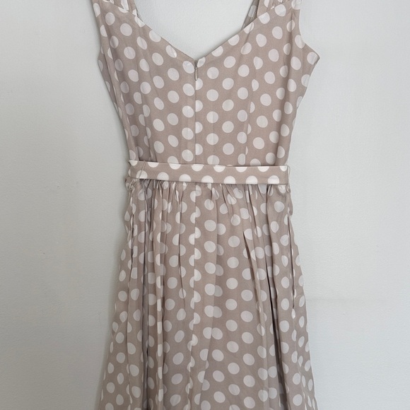 Express Vintage Beige Polka Dot Mini Dress - Picture 3 of 4